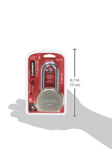Hermex CA-65LQ, Candado con cuerpo de acero de 65mm, máxima seguridad, gancho largo, llave de puntos