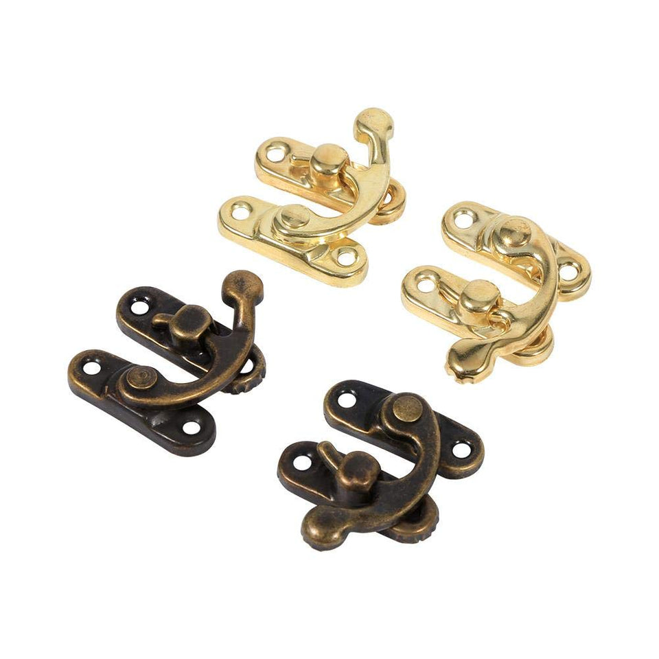 gloglow 12 pcs gancho, diseño de bronce antiguo aldaba para candado joyería decorativa regalo caja de madera de vino cerrojo gancho con tornillos, Bronze-left Hook, 1