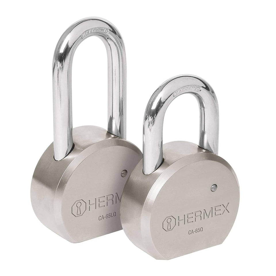 Hermex CA-65LQ, Candado con cuerpo de acero de 65mm, máxima seguridad, gancho largo, llave de puntos