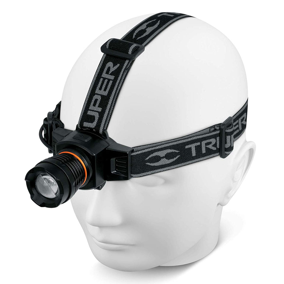 Truper LI-CA-120R, Linterna de cabeza recargable, aluminio, 120 lúmenes, LED Cree alta luminosidad