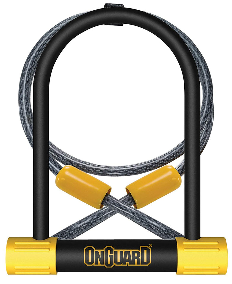 OnGuard Bulldog DT U-Lock Candado en Forma de U con Cable de sujeción de Espiral de 40.16 cm (Negro, 11.5 x 23 cm)