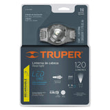 Truper LI-CA-120R, Linterna de cabeza recargable, aluminio, 120 lúmenes, LED Cree alta luminosidad