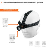 Truper LI-CA-120R, Linterna de cabeza recargable, aluminio, 120 lúmenes, LED Cree alta luminosidad