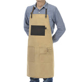 VEEYOO 1 PC babero delantal utilidad cuero lona encerada, carnicero carpintero constructor, Tan, 68 x 85 cm