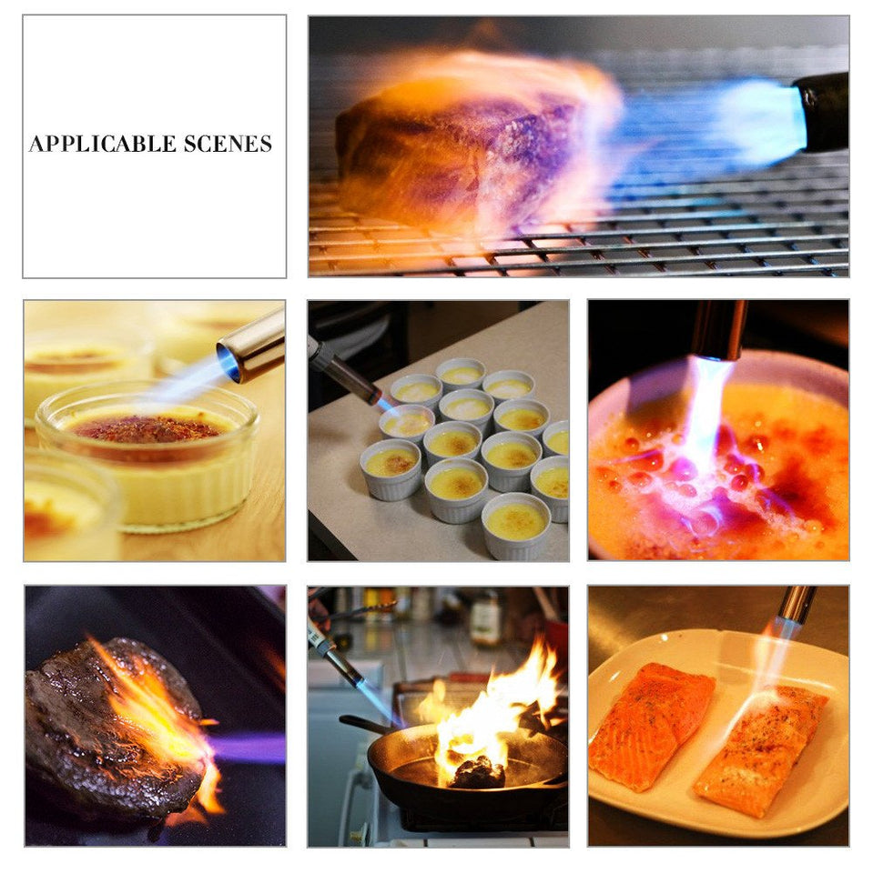 outlife Camping – Soplete de gas butano llama Soldadura Gun Burner Auto Ignition Cocina Herramienta de cocción para cocinar/postres Blazing/barbacoa/Baking/Camping al aire última intervensión
