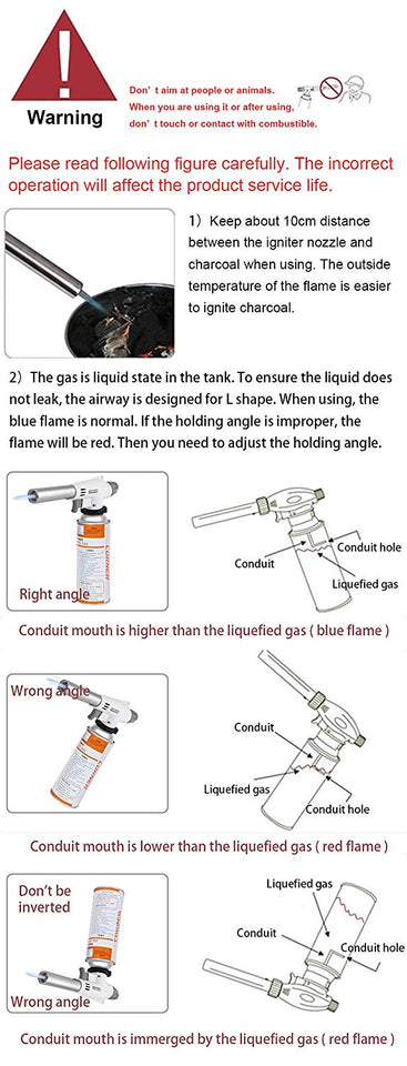 outlife Camping – Soplete de gas butano llama Soldadura Gun Burner Auto Ignition Cocina Herramienta de cocción para cocinar/postres Blazing/barbacoa/Baking/Camping al aire última intervensión