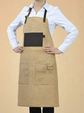 VEEYOO 1 PC babero delantal utilidad cuero lona encerada, carnicero carpintero constructor, Tan, 68 x 85 cm