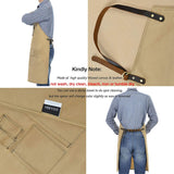 VEEYOO 1 PC babero delantal utilidad cuero lona encerada, carnicero carpintero constructor, Tan, 68 x 85 cm