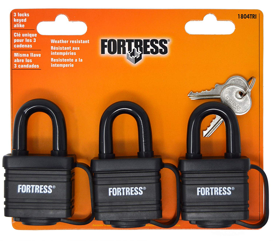 master lock 1804tri 1 – 9/16" cubierto laminado resistente a la intemperie Candado para resistencia al agua; Paquete de 3